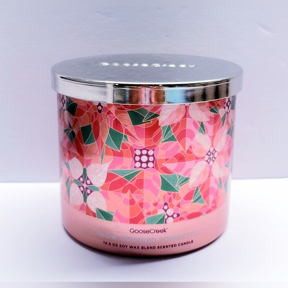 Goose Creek SNOW COVERED POINSETTIA Large 3-Wick Scented Candle, 14.5 oz - Picture 1 of 5